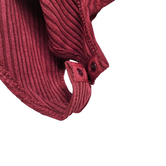 Ribbed Burgundy Bodysuit With Metal Ring Details Design By Hate Monde - Size S - Picture 8 of 11